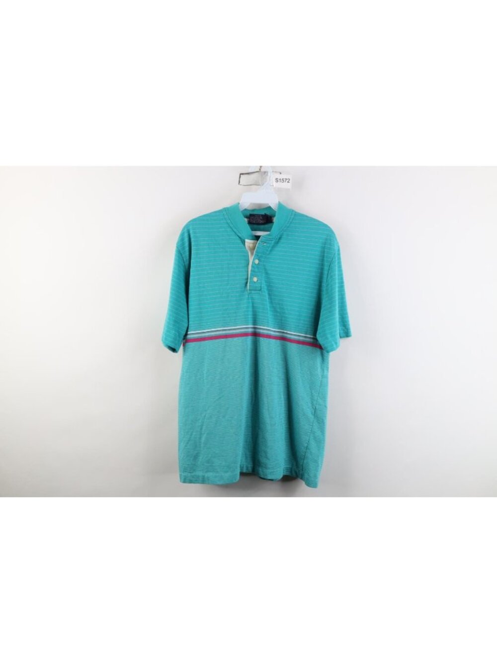 Vintage 80s 90s Streetwear Mens Large Striped Color Block Knit Henley T-Shirt